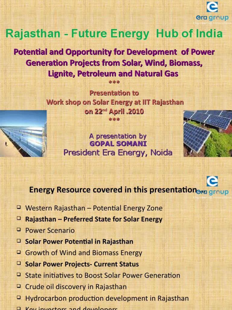 Rajasthan Energy Scenario IIT Power Ppt New 20 04 10 Natural Gas