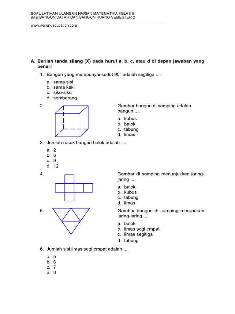 Materi Rumus Contoh Soal Matematika Sd Bangun Ruang