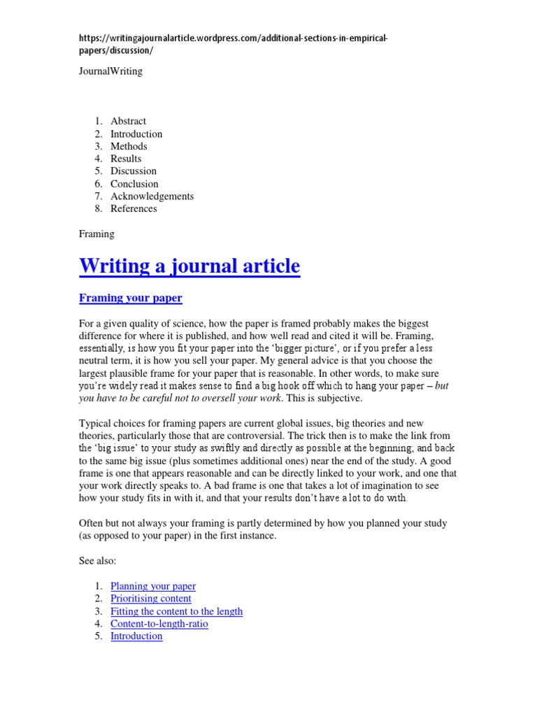 Writing A Journal Article: Framing Your Paper | PDF | Abstract (Summary ...