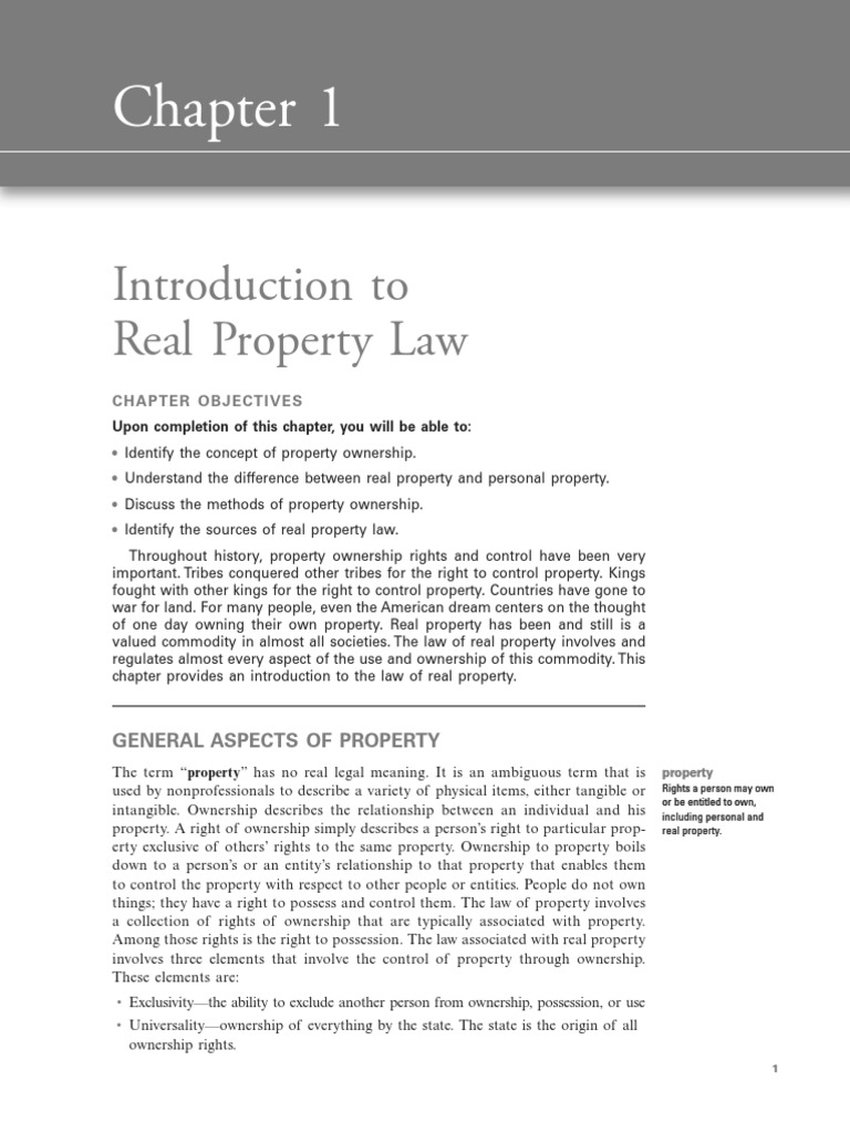 Introduction To Real Property Law General Aspects of Property PDF