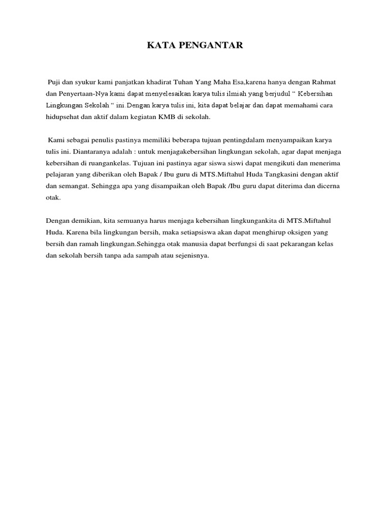 Kebersihan Lingkungan Sekolah