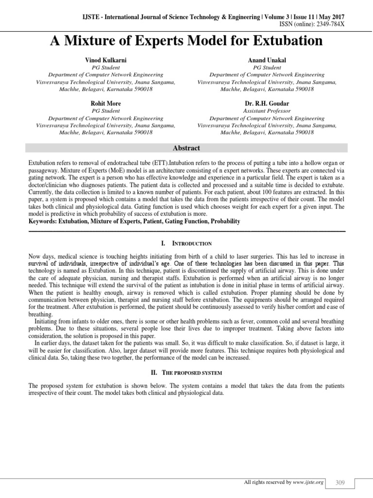 A Mixture of Experts Model For Extubation | Download Free PDF ...