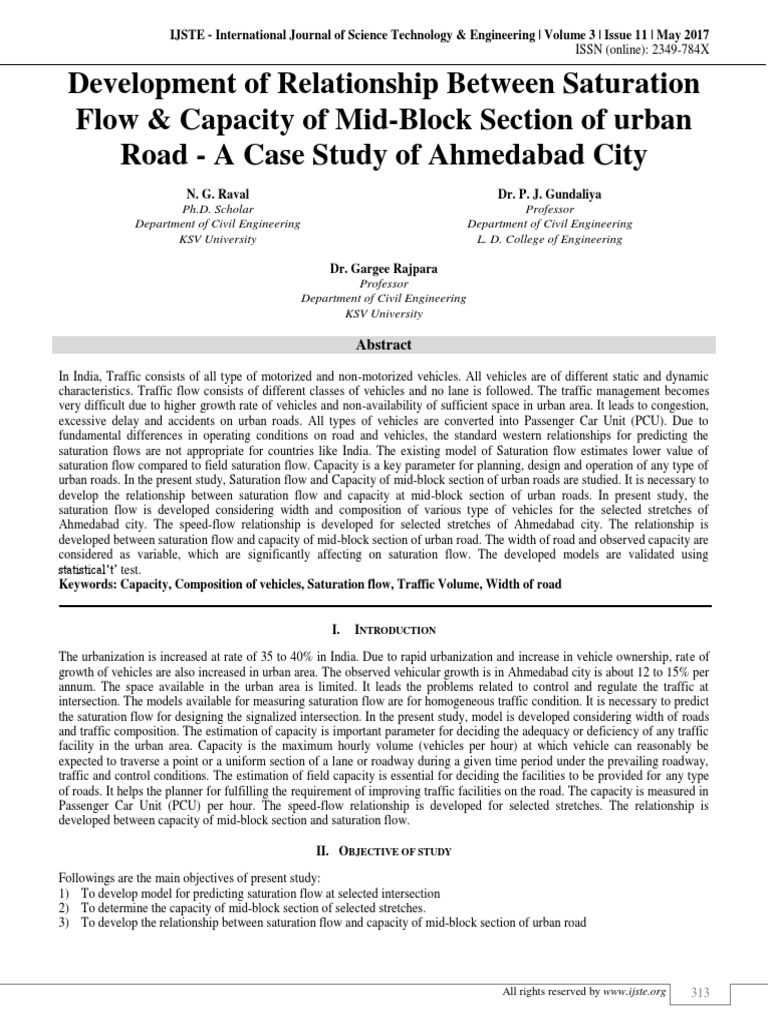 Development of Relationship Between Saturation Flow and Capacity of Mid Block Section of Urban