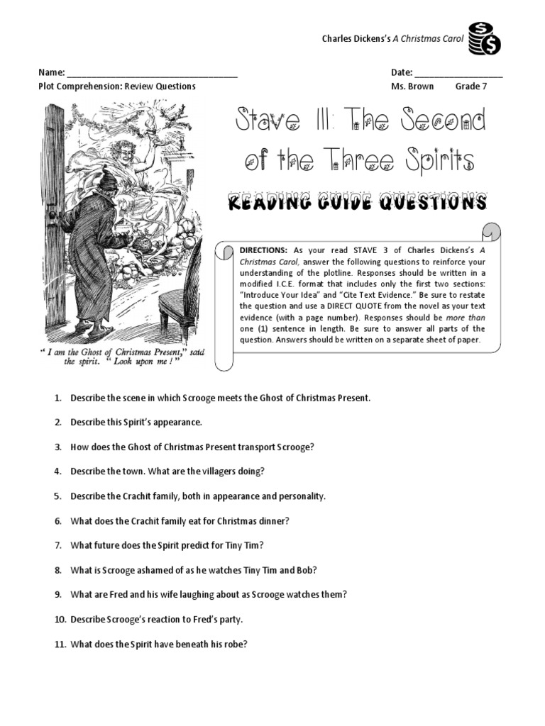 christmas carol - stave 3 - reading guide questions pdf