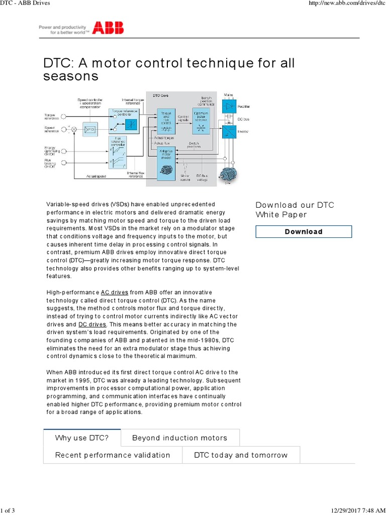 DTC A Motor Control Technique For All Seasons Download Our DTC White