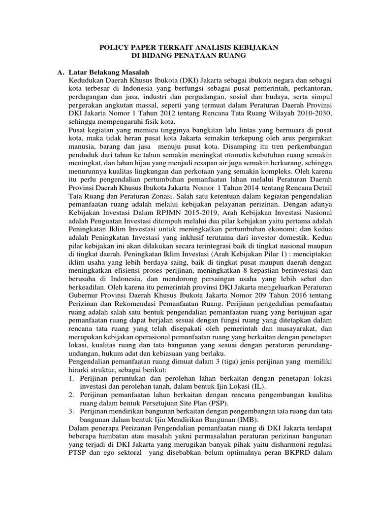 Kebijakan Penataan Ruang DKI Jakarta | PDF