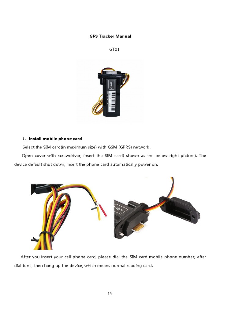 GT01 GPS Tracker Installation Manual | PDF | Telephone | Subscriber ...