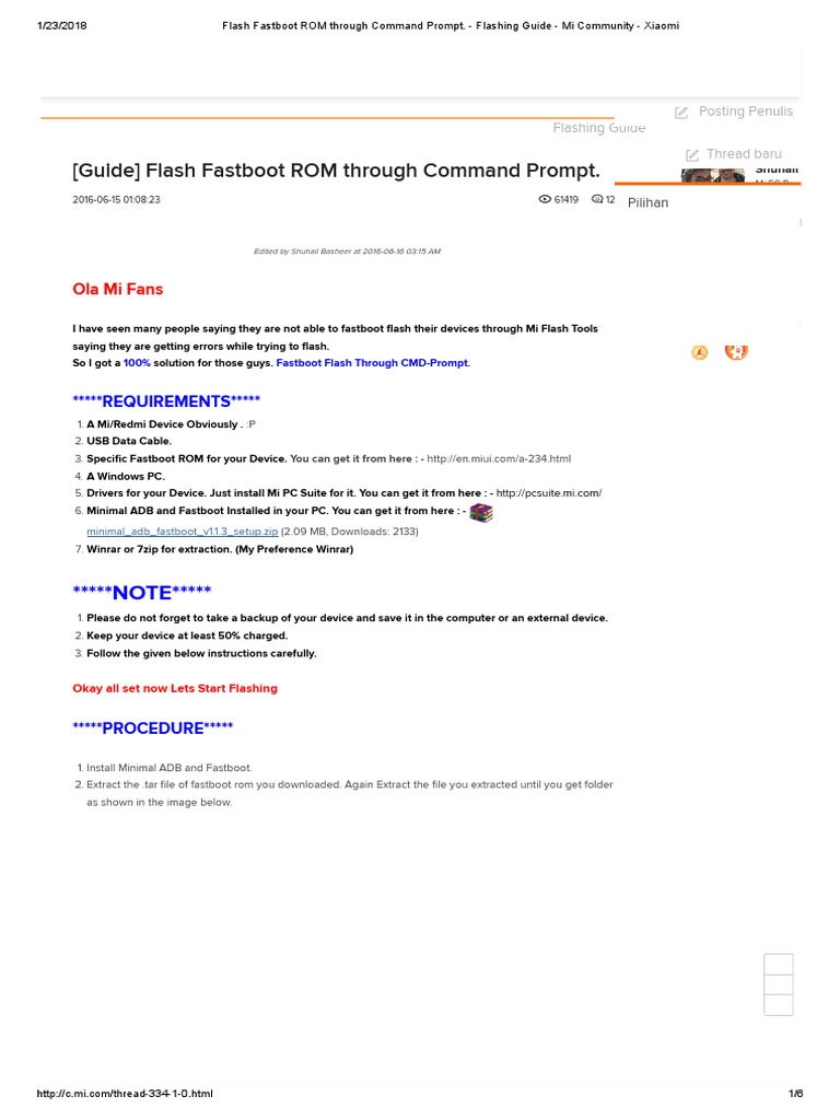 Flash Fastboot ROM Through Command Prompt | PDF | Booting | Flash Memory