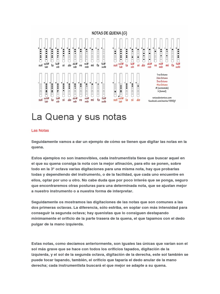 La Quena y Sus Notas | PDF | Clave | Acorde (Música)