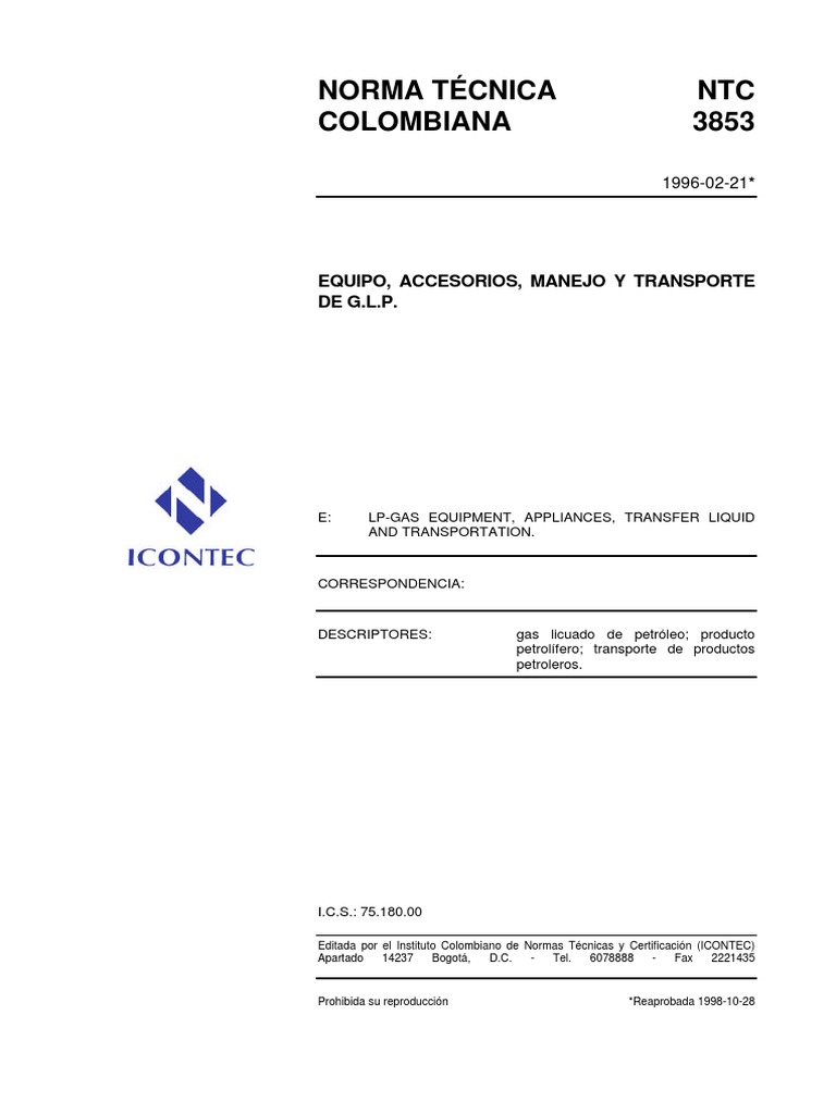NTC 3853: Manejo y Transporte de G.L.P. | PDF | Líquidos | Calor