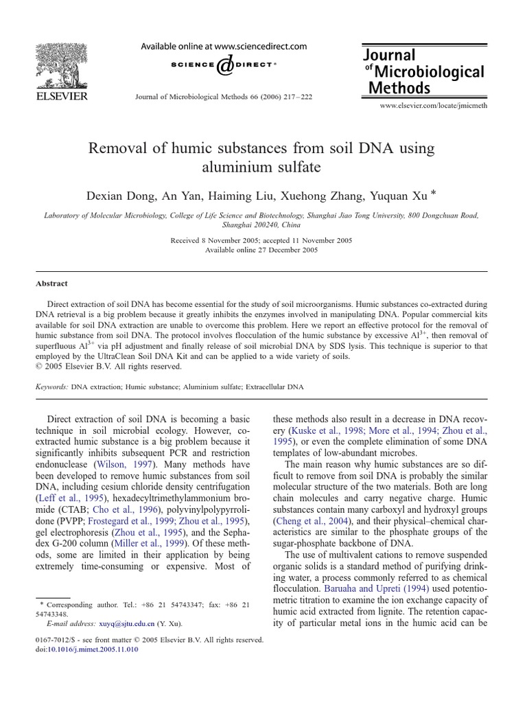 Humic Substance Removal in Soil DNA | PDF | Gel Electrophoresis ...