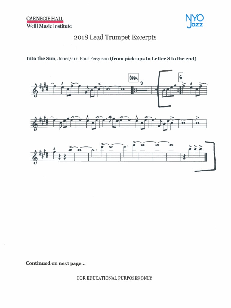 Audition Excerpts Lead Trumpet NYOJazz2018 PDF