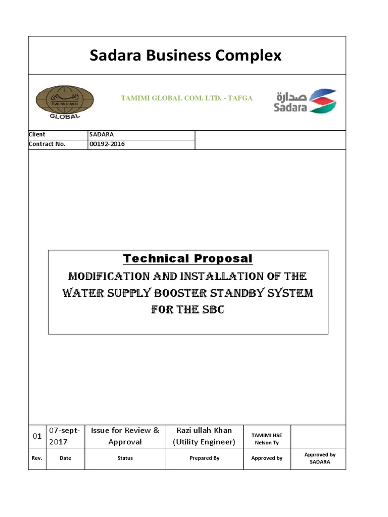 Booster Pump Installation Proposal for SBC | PDF | Water Supply | Pump