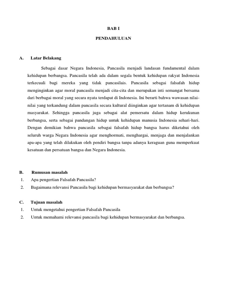 Makalah Pancasila Sebagai Falsafah Hidup Yang Mempersatukan Bangsa Docx