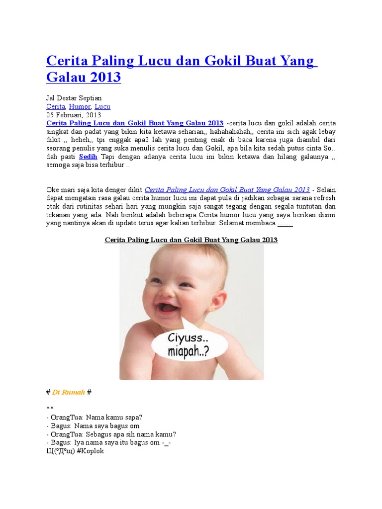 Cerita Paling Lucu Dan Gokil Buat Yang Galau 2013