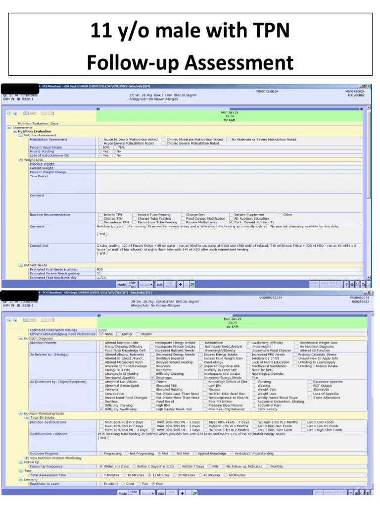 11-Year-Old Male TPN Follow-Up Assessment | PDF