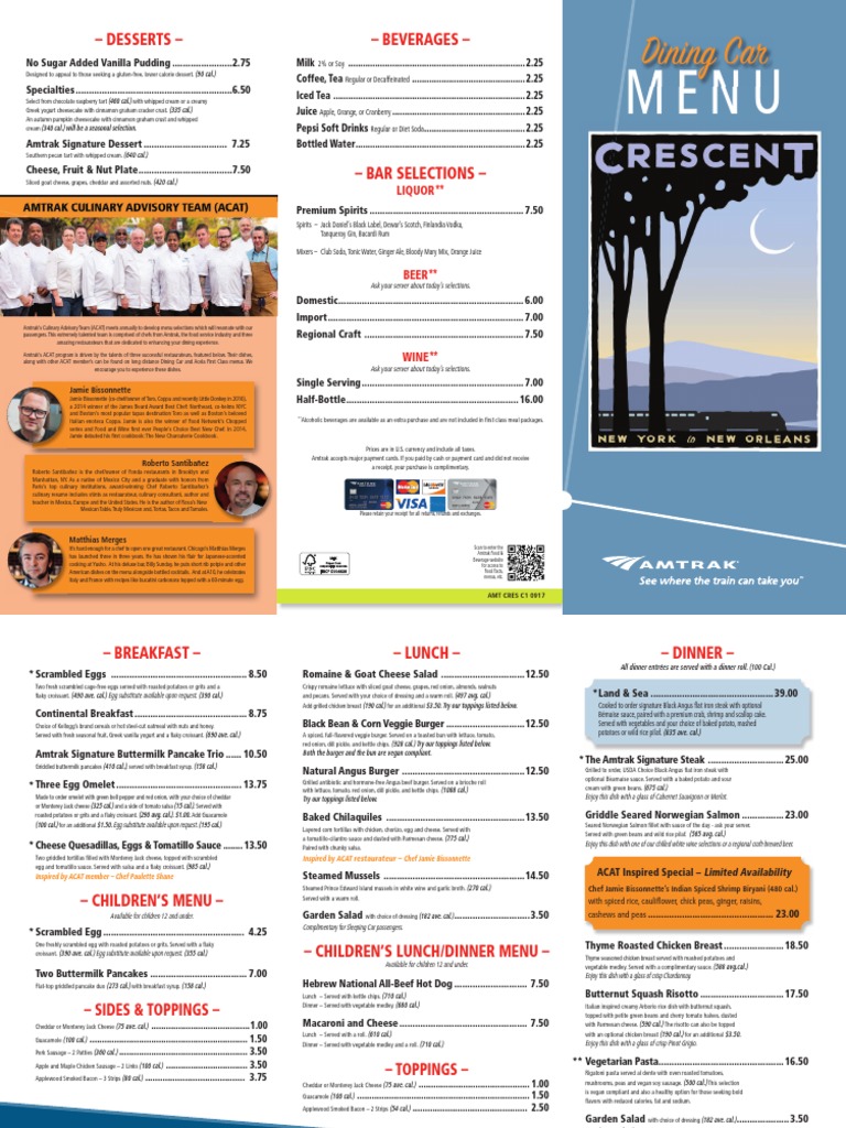 Amtrak Dining Car Menu Overview | PDF | Pancake | Salad