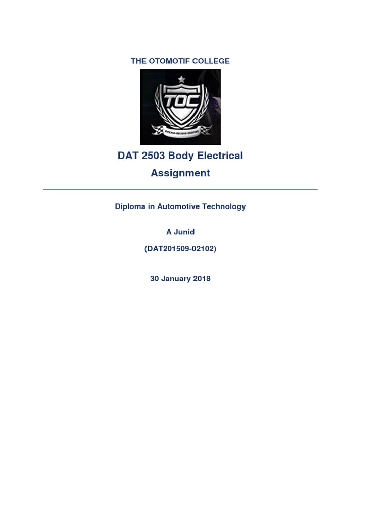 Body Electrical Assignment | PDF | Manufactured Goods | Electromagnetism