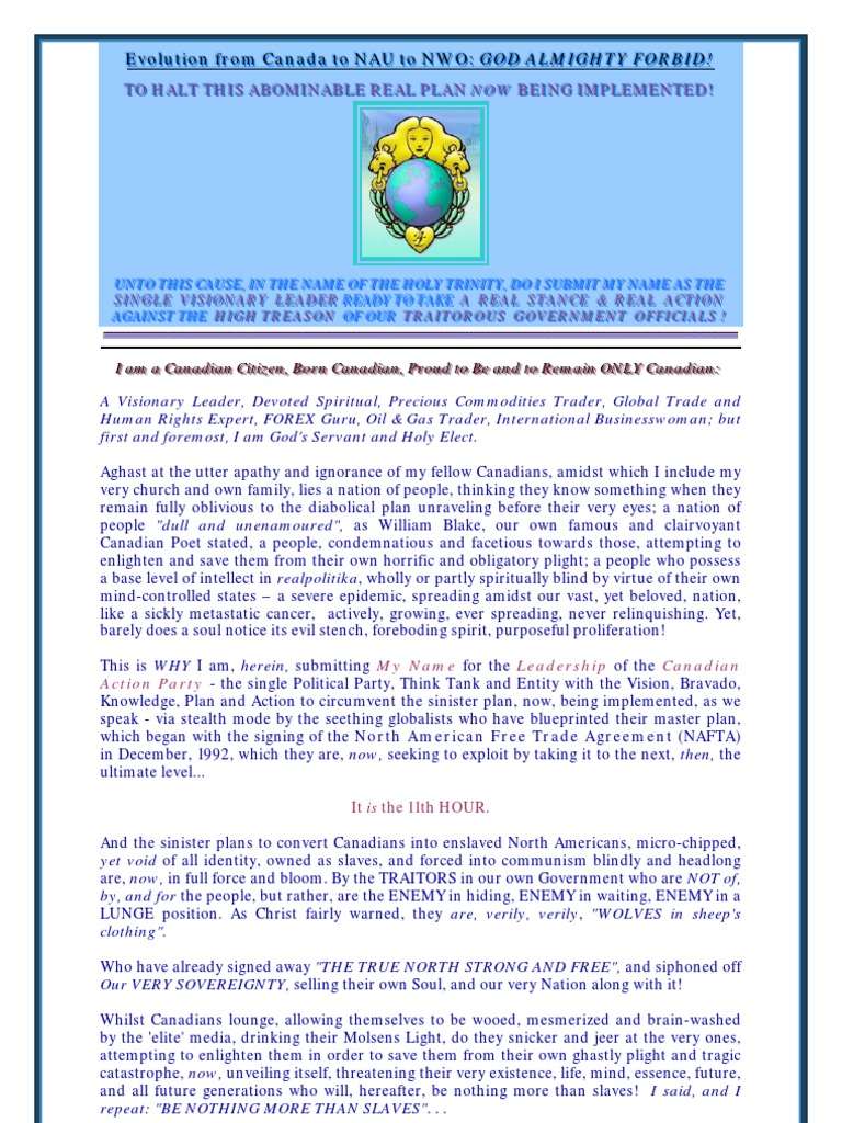 Leadership Statement Of Angelina L!   azar For The Canadian Action Party - 