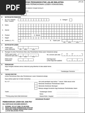 Jpjl8 Borang Permohonan Pembaharuan Lesen Gdl Pdf