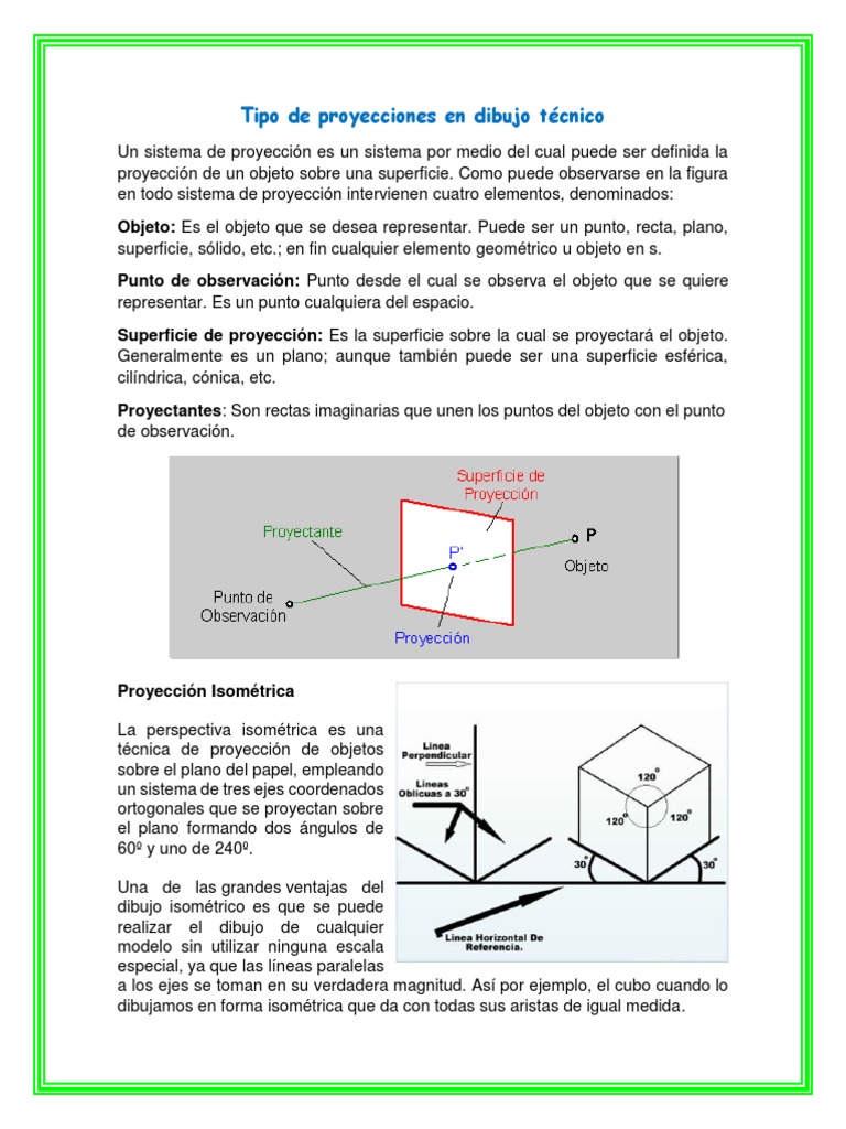 Tipo de Proyecciones en Dibujo Técnico | PDF | Perspectiva (Gráfica) |  Geometria plana)