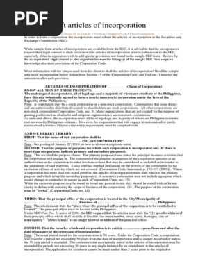 Articles of Incorporation