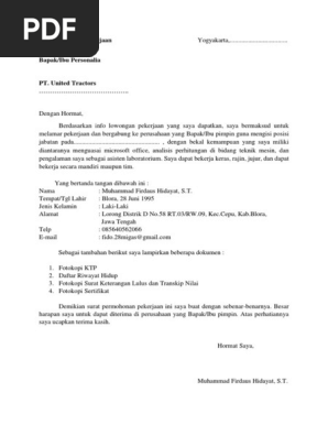 Surat Lamaran Ut