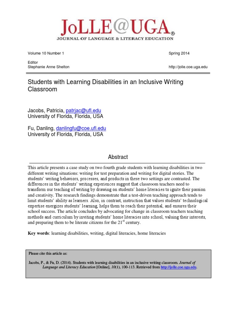 case study examples for students with learning disabilities
