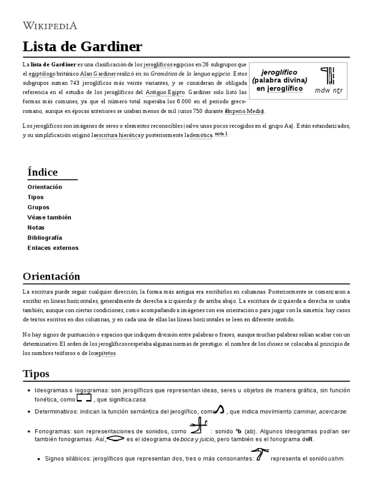 Lista de Gardiner Antiguo Egipto Lingüística Prueba gratuita de