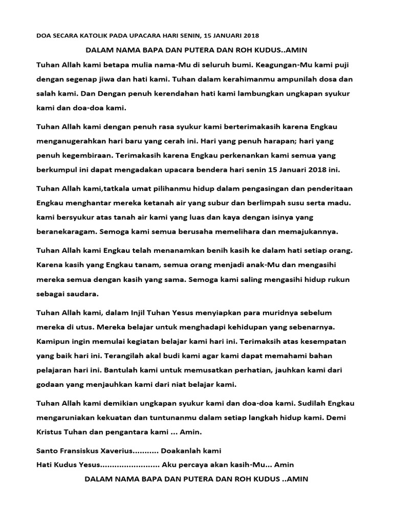 Teks Doa Upacara Bendera Sekolah Dasar Terkait Teks