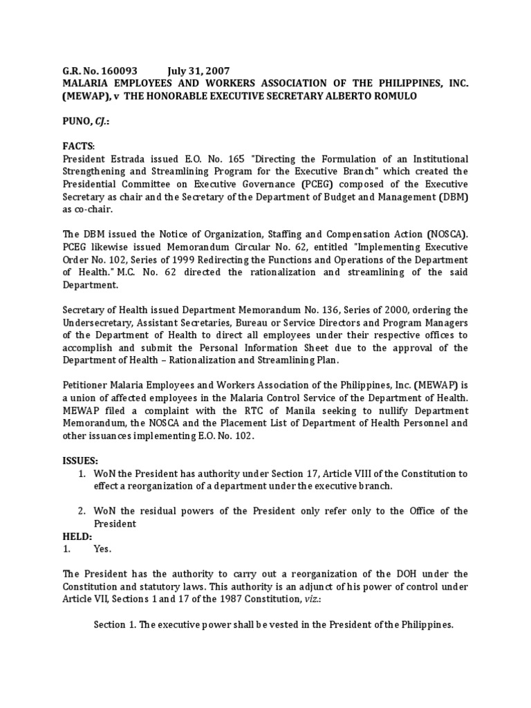 332262506 Admin Case Digest President Of The Philippines Decree