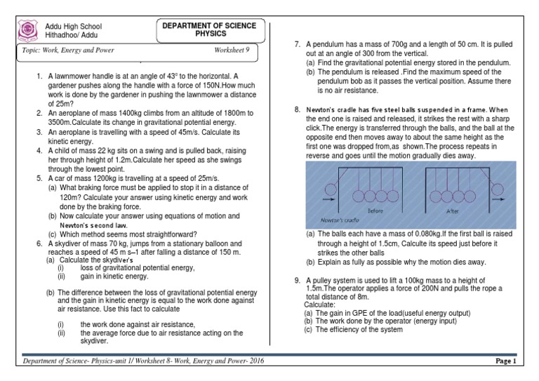 Wep 1 Mass Kinetic Energy