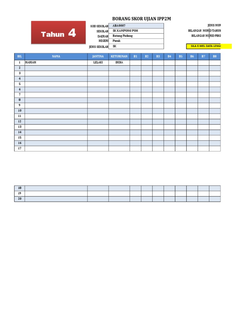 Borang Jawapan In English - Kronis f