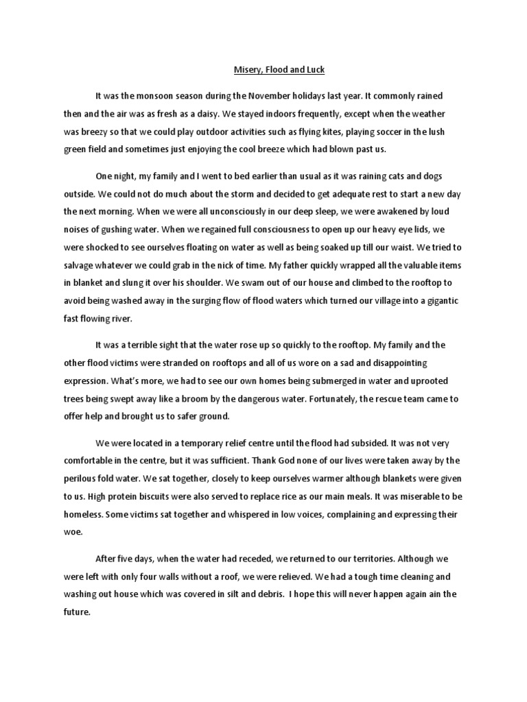 essay about flood experience