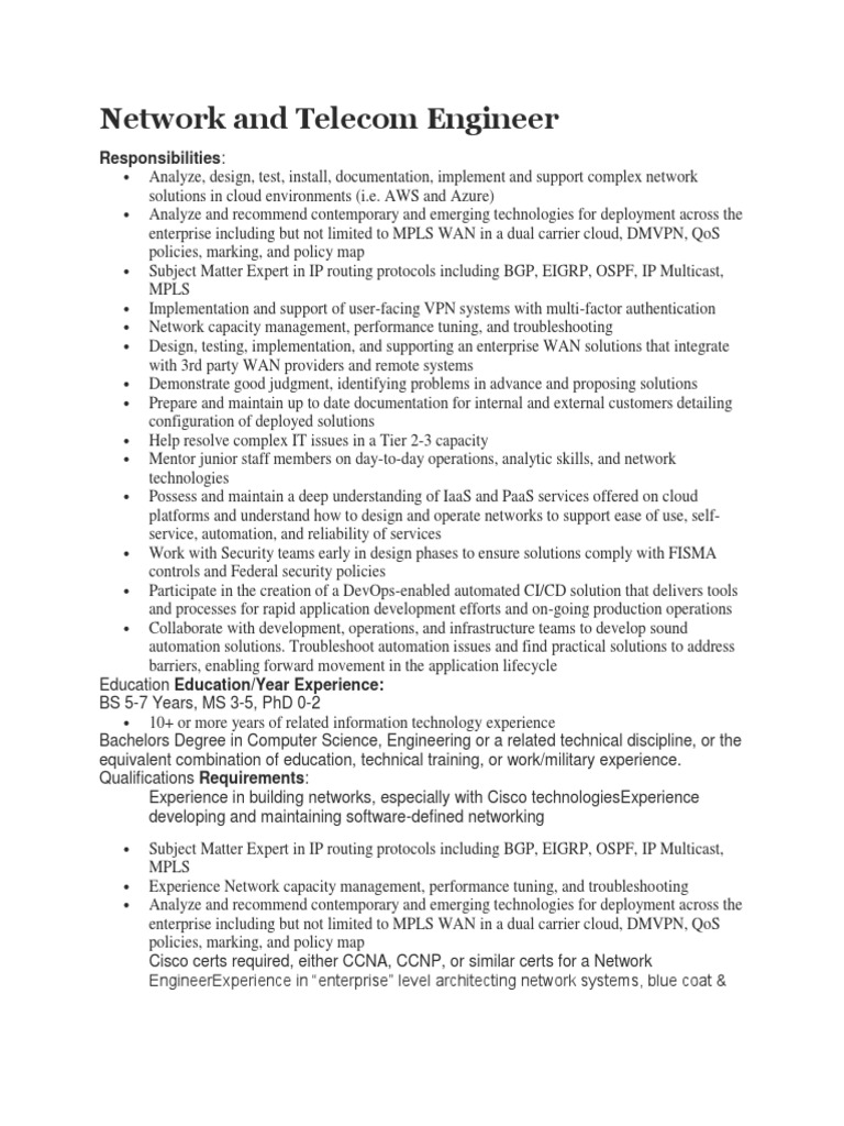 Network and Engineer PDF Cloud Computing Multiprotocol