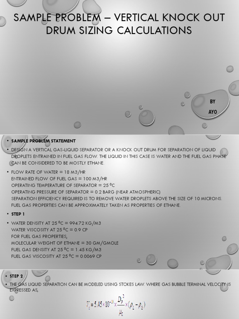 Vertical Knock Out Drum Sizing PDF