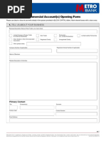 Metro Business and Commercial Account Opening Form & Mandate (Commercial & Private)