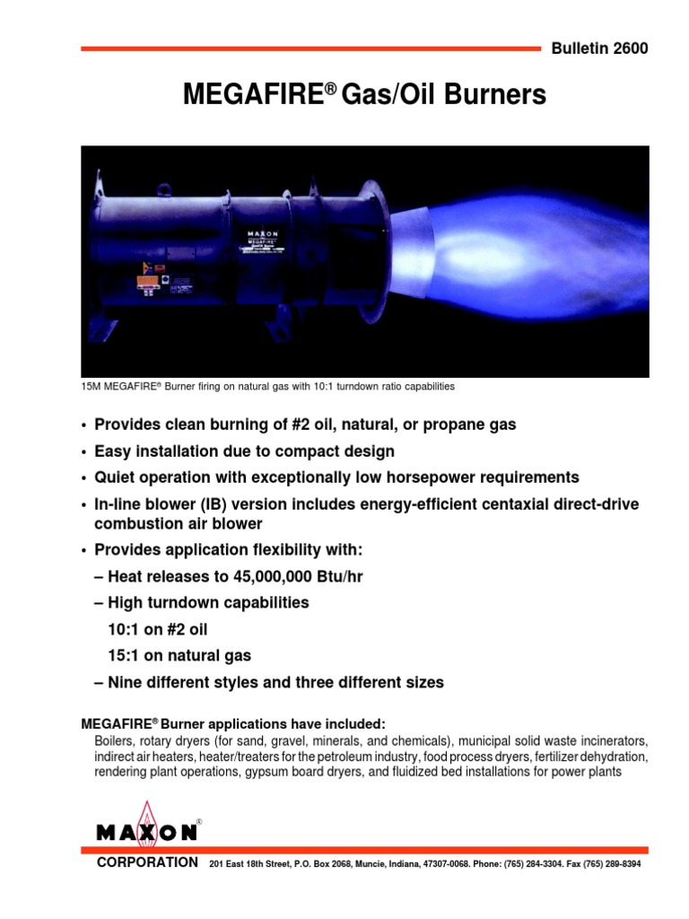 Megafire Gas/Oil Burners: Megafire Burner Applications Have Included | PDF