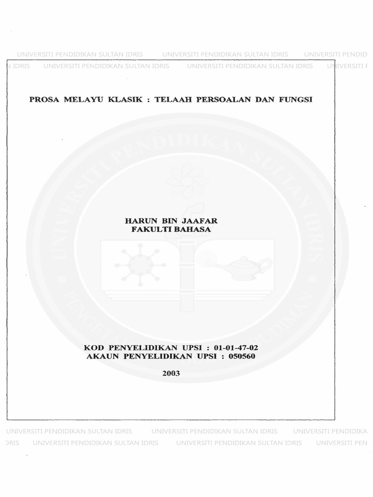 Prosa Melayu Klasik Telaah Persoalan Dan Fungsi