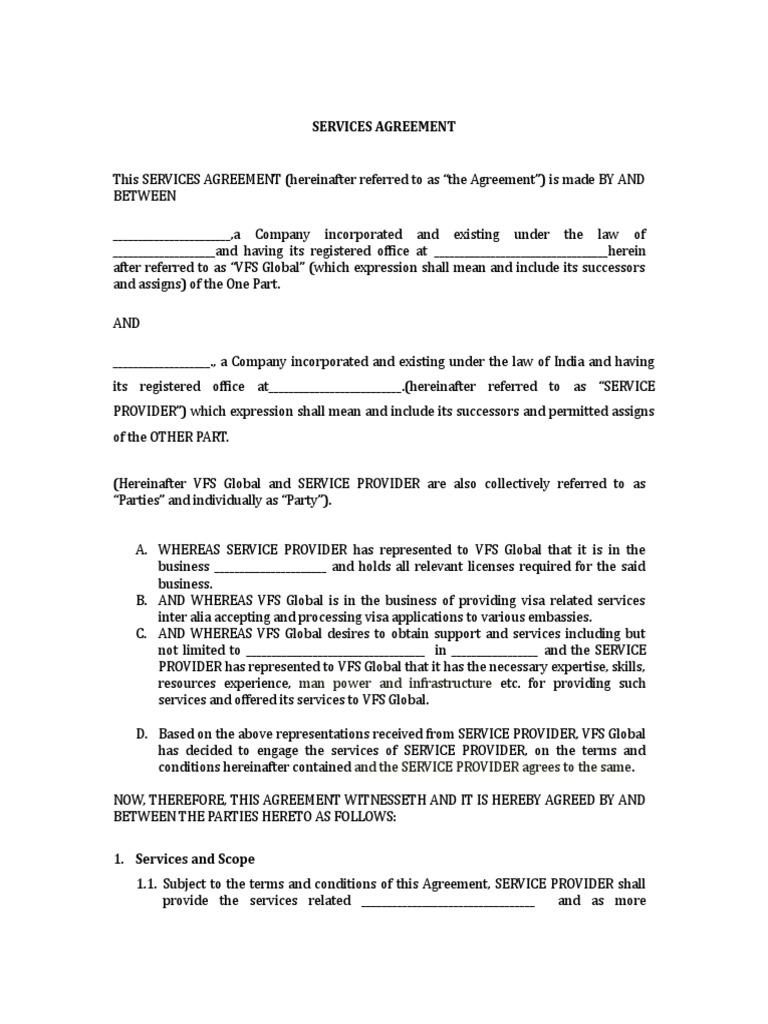Draft Service Agreement | Download Free PDF | Indemnity | Arbitral Tribunal