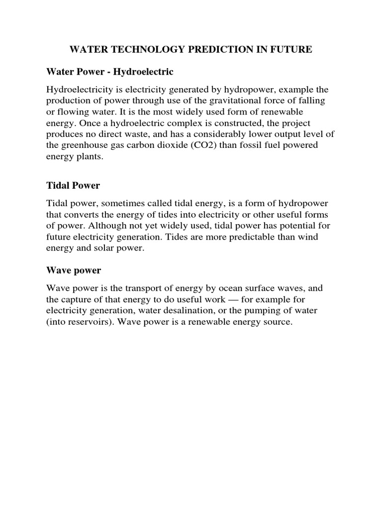Future Water Energy Technologies | PDF