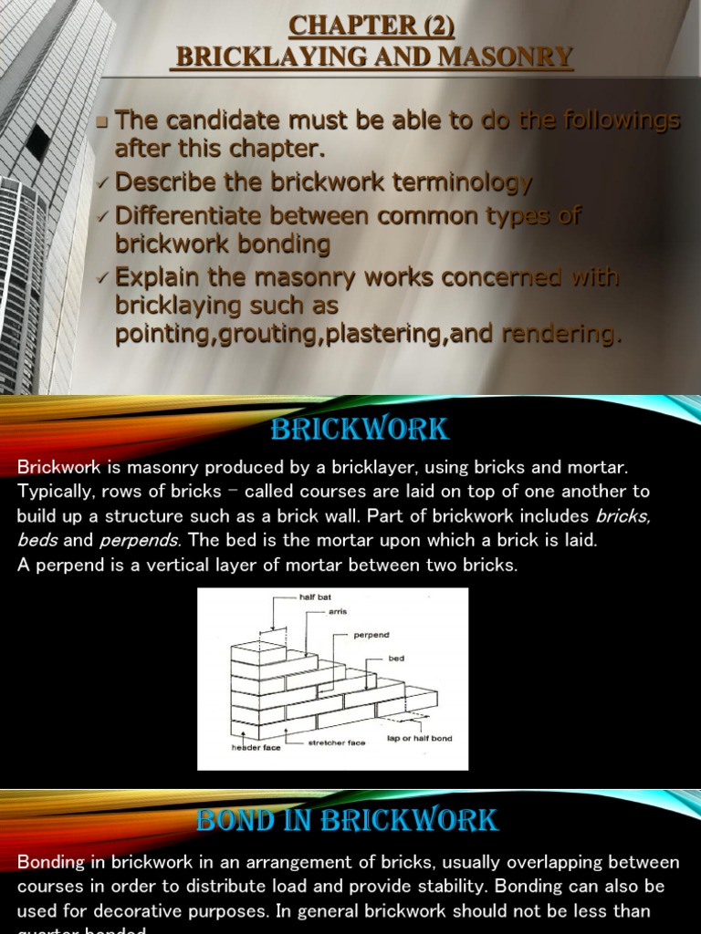 Chapter 3 Bricklaying and Masonry | PDF | Plaster | Masonry