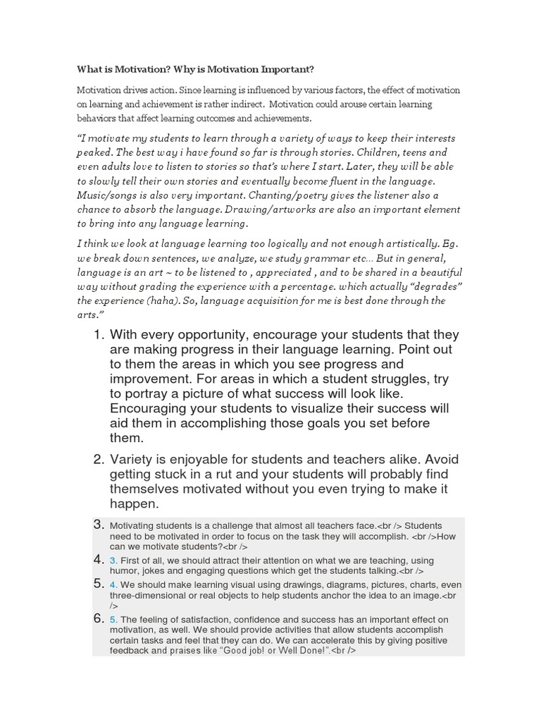 Effective Strategies for Student Motivation | PDF | Motivation ...