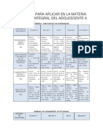 Rubricas para Aplicar en La Materia de Salud Integral Del Adolescente II