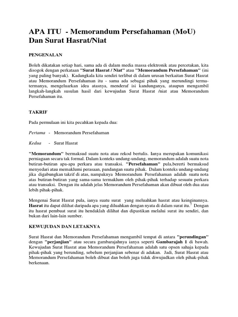 Apa Itu Mou At Surat Niat Pdf