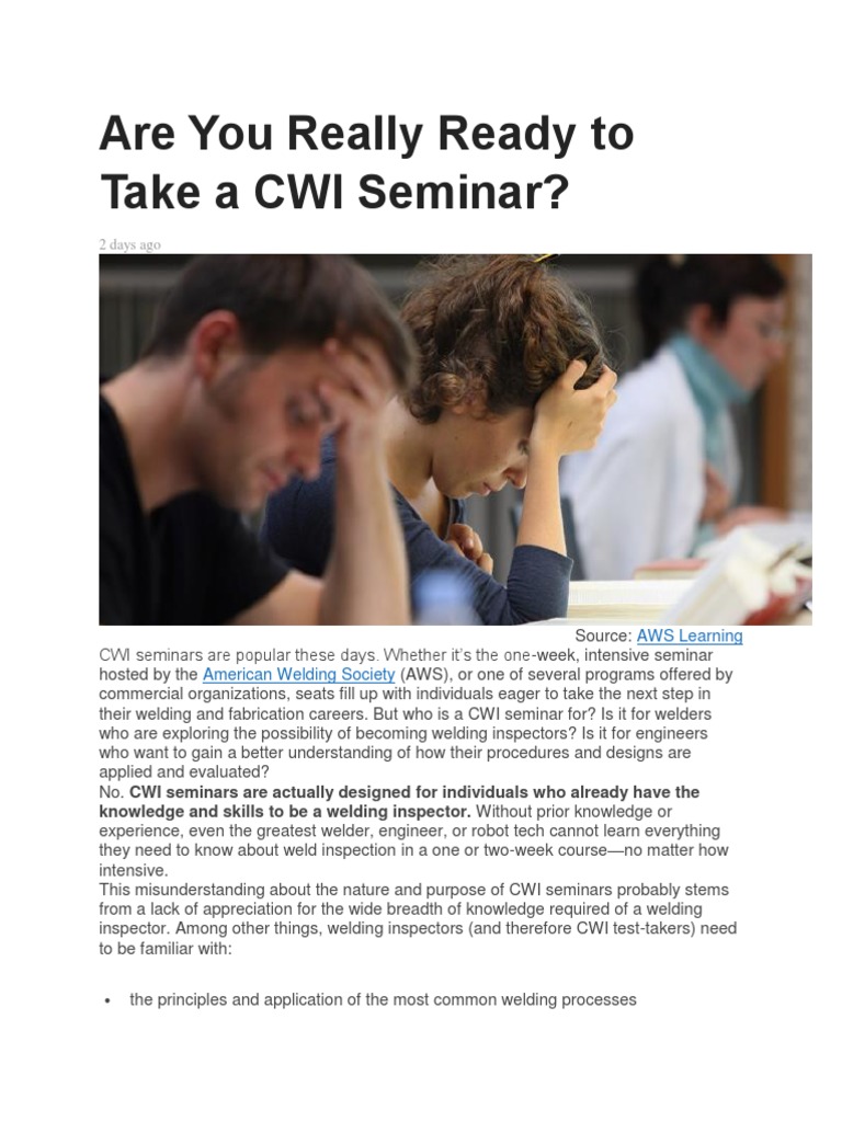 Preparing for CWI Certification Seminars | PDF | Welding | Construction