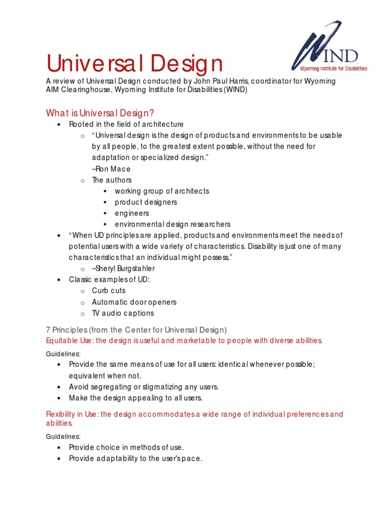 Universal Design | PDF | Disability | Cognition