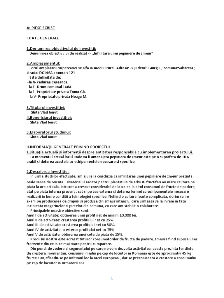 Proiect European Zmeura | PDF