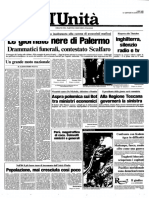 1985 7 Agosto L'unita Palermo Omicidio Via Croce Rossa Ninni Cassara Roberto Antiocchia Al Duomo Protesta Deli Poliziotti Montana Cossiga Sindaco Orlando