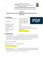 Formato No 1 - Registro de Proyecto